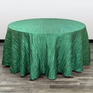 Set of TWO 132 Inch Round Crinkle Taffeta Tablecloth Hunter Green wedding decor
